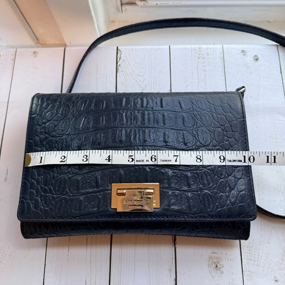 Kate Spade | Fiona Orchard Valley Navy Croc Embossed Leather Crossbody - Picture 5 of 8